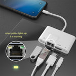 4 合 1 8 針公頭轉 8 針電源 + RJ45 乙太網路 + HDMI + USB 攝影機母頭 OTG 數位 AV 轉接器，RJ45 乙太網路