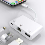 NK-107 3 合 1 乙太網路 + USB + 8 針充電母座轉 8 針公頭 OTG 數位視訊轉換線