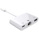 NK-107 3 合 1 乙太網路 + USB + 8 針充電母座轉 8 針公頭 OTG 數位視訊轉換線
