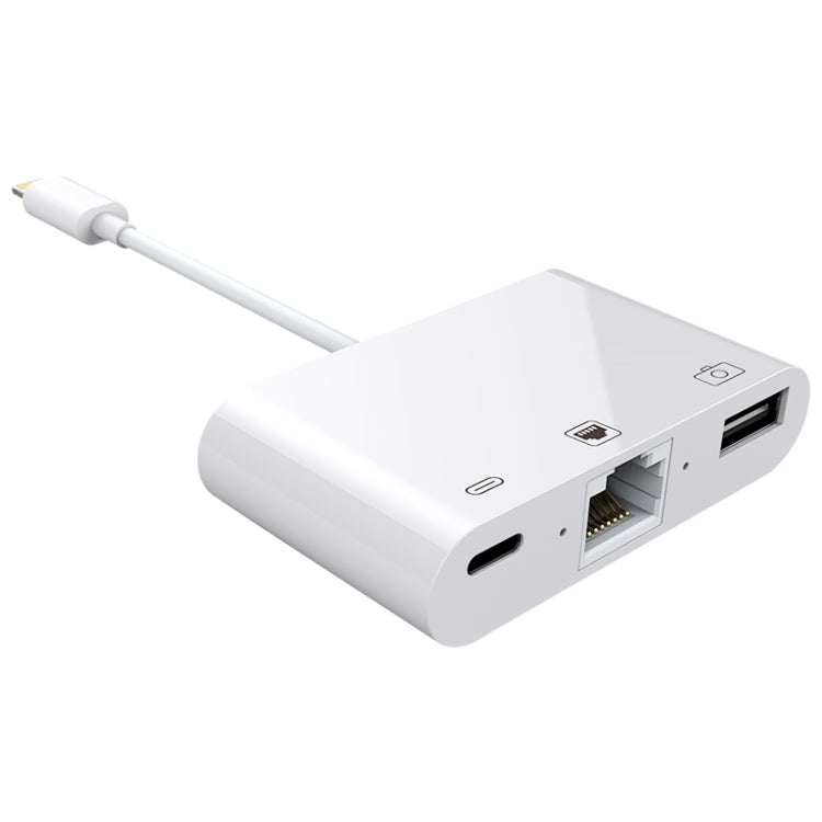 NK-107 3 合 1 乙太網路 + USB + 8 針充電母座轉 8 針公頭 OTG 數位視訊轉換線