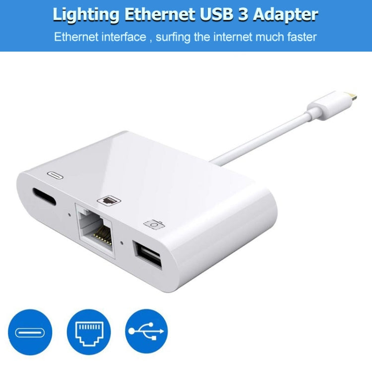 NK-107 3 合 1 乙太網路 + USB + 8 針充電母座轉 8 針公頭 OTG 數位視訊轉換線