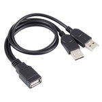 USB 母頭轉 2 個 USB 公頭線，長度：約 30 公分
