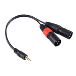 30cm 金屬頭 3.5mm 公頭轉 3 針 XLR CANNON 公頭音頻連接轉接線，3.5mm 公頭