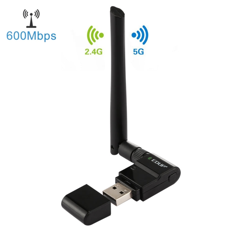 EDUP EP-AC1635 600Mbps 雙頻無線11AC USB乙太網路轉接器，2dBi天線，適用筆記型電腦/桌機，EP-AC1635