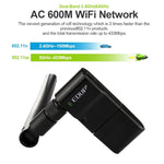 EDUP EP-AC1635 600Mbps 雙頻無線11AC USB乙太網路轉接器，2dBi天線，適用筆記型電腦/桌機，EP-AC1635