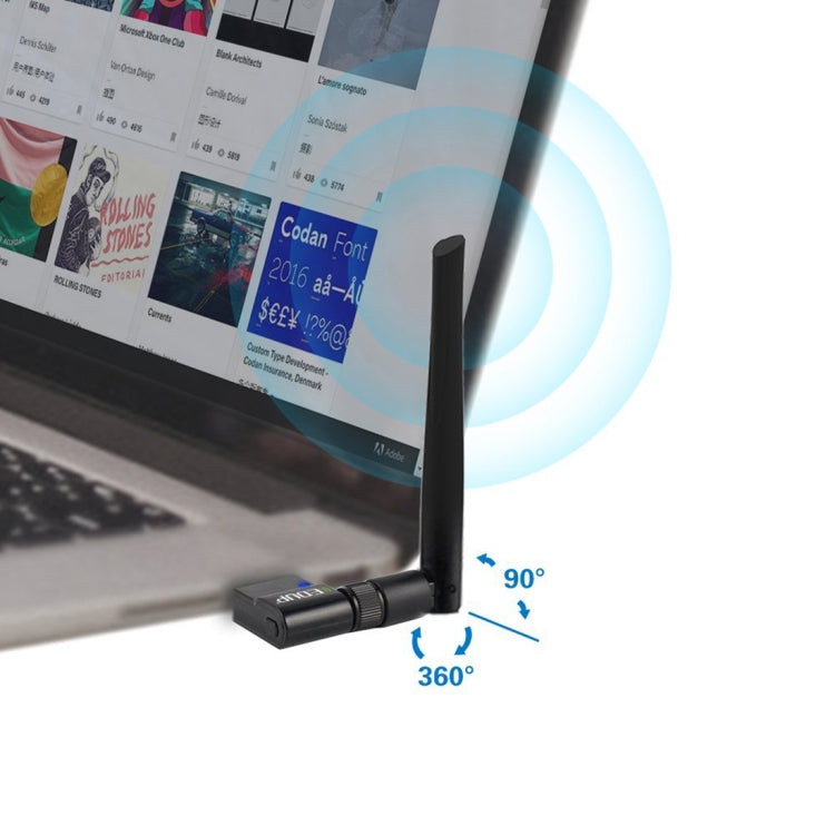 EDUP EP-AC1635 600Mbps 雙頻無線11AC USB乙太網路轉接器，2dBi天線，適用筆記型電腦/桌機，EP-AC1635