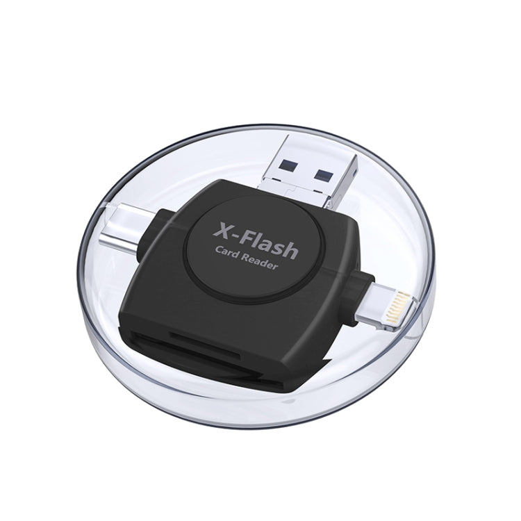 X-Flash R01 3 合 1 8 針 + USB-C / Type-C + Micro USB 介面 SD / TF 卡讀卡器