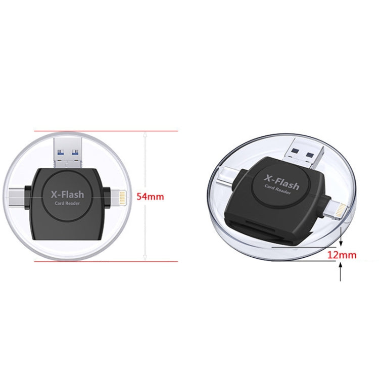 X-Flash R01 3 合 1 8 針 + USB-C / Type-C + Micro USB 介面 SD / TF 卡讀卡器