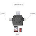 X-Flash R01 3 合 1 8 針 + USB-C / Type-C + Micro USB 介面 SD / TF 卡讀卡器