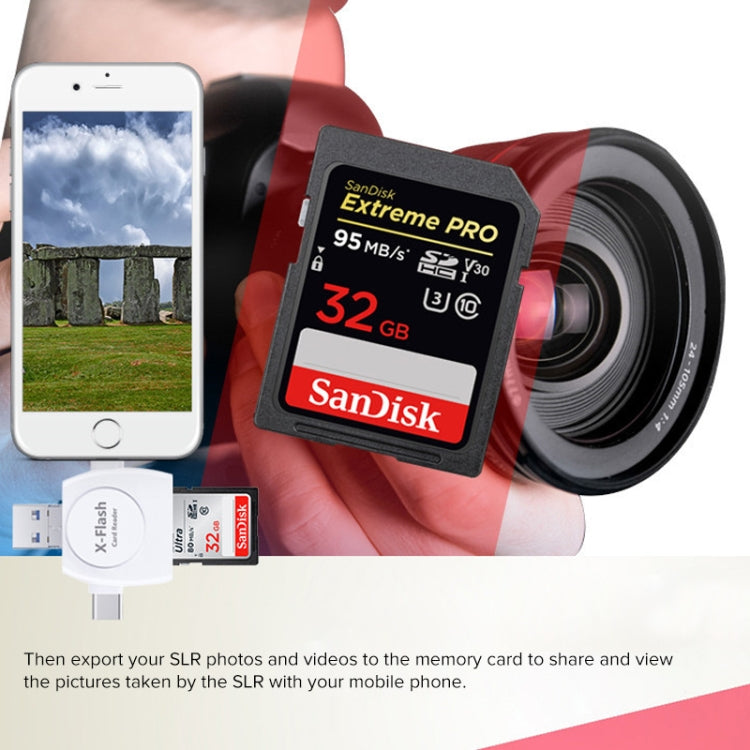 X-Flash R01 3 合 1 8 針 + USB-C / Type-C + Micro USB 介面 SD / TF 卡讀卡器