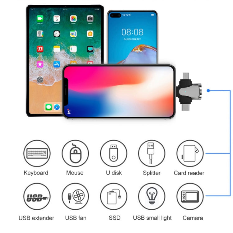 3 合 1 OTG 轉接器，USB 對 Type-C / Micro USB / 8 Pin