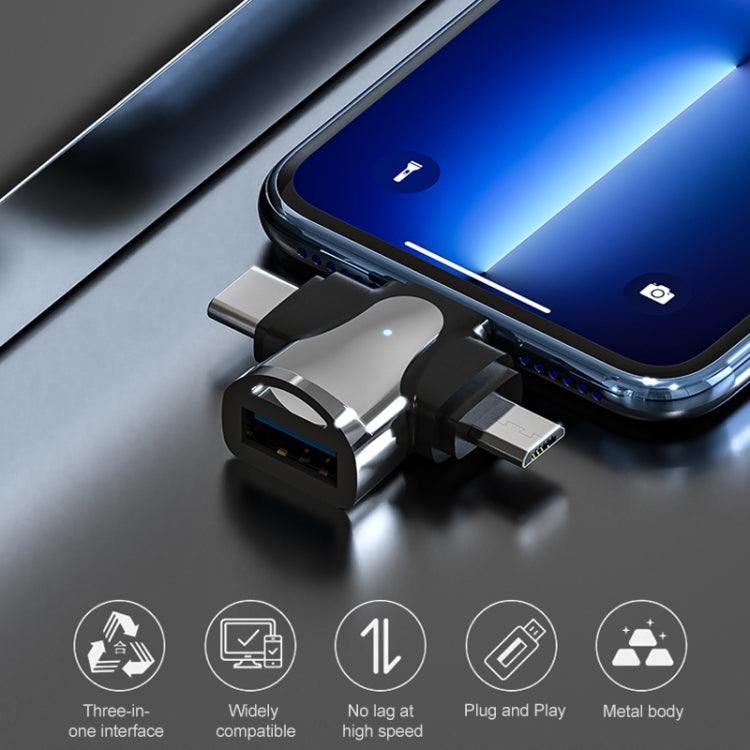 3 合 1 OTG 轉接器，USB 對 Type-C / Micro USB / 8 Pin