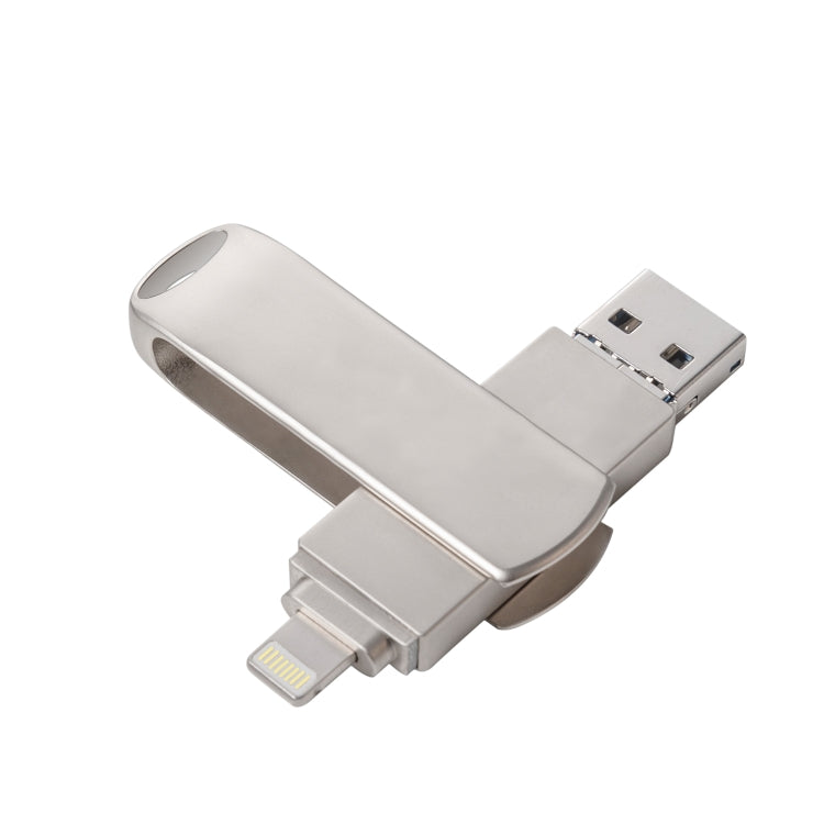 Richwell 3 合 1 128G Micro USB + 8 針 + USB 3.0 金屬旋轉推拉式隨身碟附 OTG 功能，128G