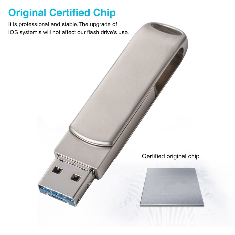 Richwell 3 合 1 16G Micro USB + 8 Pin + USB 3.0 金屬旋轉推拉式隨身碟，具 OTG 功能，16G