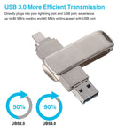 Richwell 3 合 1 16G Micro USB + 8 Pin + USB 3.0 金屬旋轉推拉式隨身碟，具 OTG 功能，16G