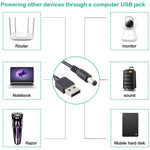 3A USB 轉 5.5 x 2.1毫米直流電源插頭線，長度：1米，USB 轉直流 5.5x2.1毫米