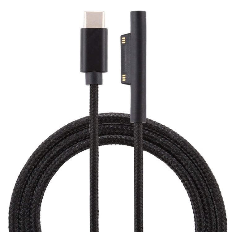 USB-C / Type-C 轉 6 針尼龍公頭電源線，適用 Microsoft Surface Pro 3 / 4 / 5 / 6 筆記型電腦變壓器，線長：1.5米，適用 Microsoft Surface Pro 3 / 4 / 5 / 6