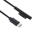 USB-C / Type-C 轉 6 針尼龍公頭電源線，適用 Microsoft Surface Pro 3 / 4 / 5 / 6 筆記型電腦變壓器，線長：1.5米，適用 Microsoft Surface Pro 3 / 4 / 5 / 6