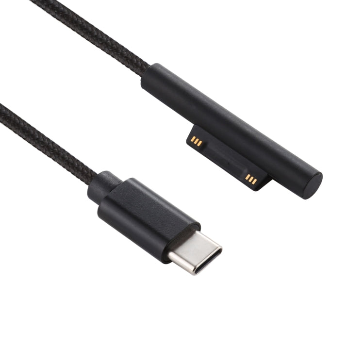 USB-C / Type-C 轉 6 針尼龍公頭電源線，適用 Microsoft Surface Pro 3 / 4 / 5 / 6 筆記型電腦變壓器，線長：1.5米，適用 Microsoft Surface Pro 3 / 4 / 5 / 6