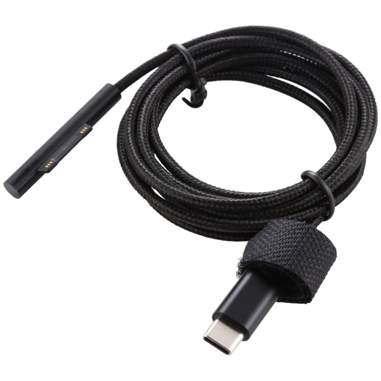 USB-C / Type-C 轉 6 針尼龍公頭電源線，適用 Microsoft Surface Pro 3 / 4 / 5 / 6 筆記型電腦變壓器，線長：1.5米，適用 Microsoft Surface Pro 3 / 4 / 5 / 6