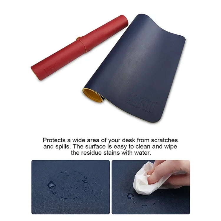 BUBM 多功能超大防滑 PU 皮革單面滑鼠墊辦公桌墊，尺寸：60 x 30cm，60 x 30cm