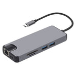 8 合 1 Type-C 轉 HDMI + USB 3.0 + USB 3.0 + Type-C + LAN + VGA + TF/SD 卡讀卡器轉接器