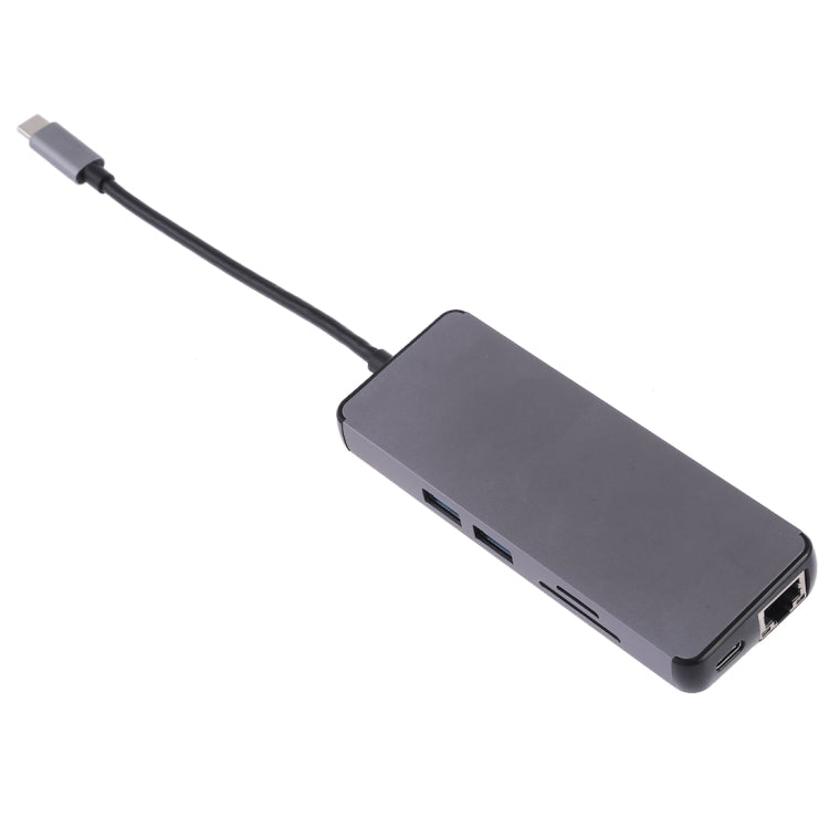 8 合 1 Type-C 轉 HDMI + USB 3.0 + USB 3.0 + Type-C + LAN + VGA + TF/SD 卡讀卡器轉接器