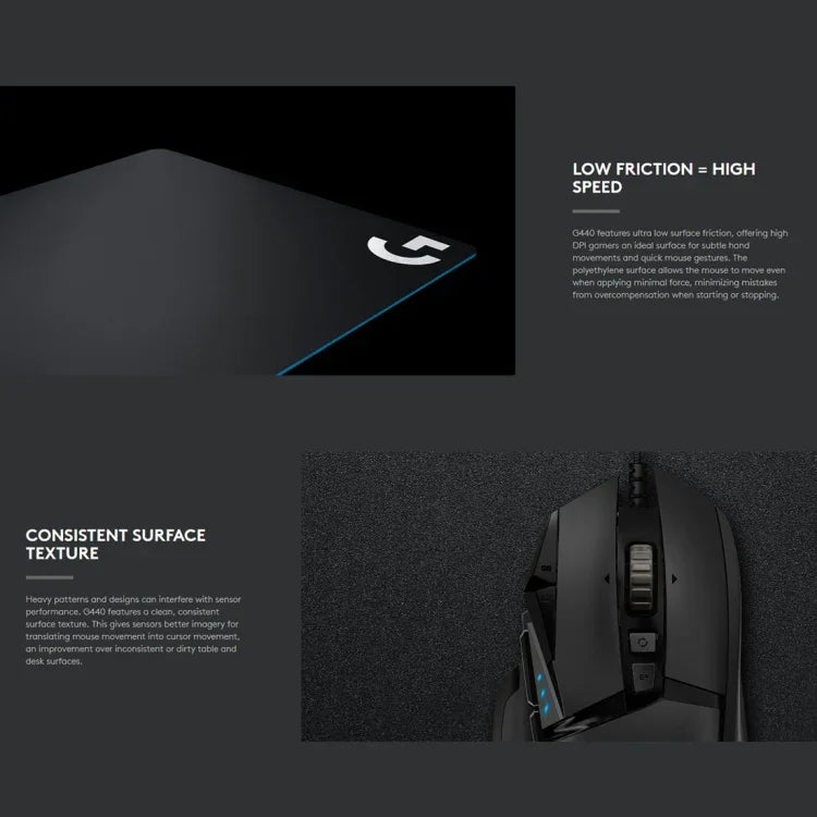 Logitech G440 硬質電競滑鼠墊，尺寸：34 x 28cm，G440 硬質