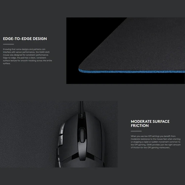 Logitech G640 布面軟質電競滑鼠墊，尺寸：46 x 40cm，G640 布面軟質