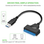 專業SATA轉USB 3.0線纜轉接器 2.5吋SSD硬碟擴充連接器，2.5吋