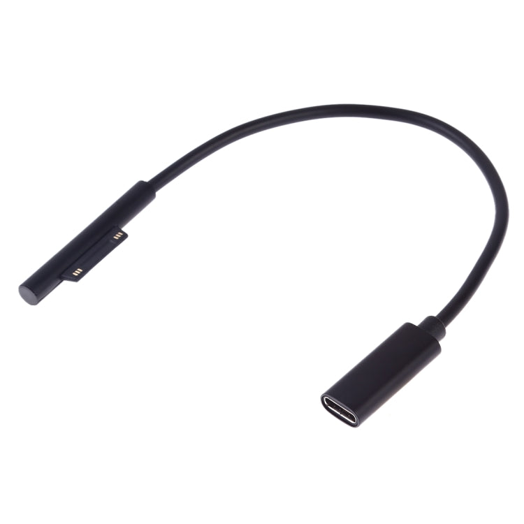 USB-C / Type-C母頭轉6針公頭筆電PD快充線，適用Microsoft Surface Pro 9 / 8 / 7 / 6 / 5 / 4 / 3，線長：0.2m，Pro 9 / 8 / 7 / 6 / 5 / 4 / 3轉USB-C / Type-C母頭黑色