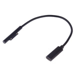 USB-C / Type-C母頭轉6針公頭筆電PD快充線，適用Microsoft Surface Pro 9 / 8 / 7 / 6 / 5 / 4 / 3，線長：0.2m，Pro 9 / 8 / 7 / 6 / 5 / 4 / 3轉USB-C / Type-C母頭黑色