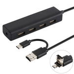 3合1 USB-C / Type-C + Micro USB + 4個USB 2.0埠集線器轉換器，線長：12cm，3合1（白色），3合1（黑色）