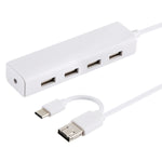 3合1 USB-C / Type-C + Micro USB + 4個USB 2.0埠集線器轉換器，線長：12cm，3合1（白色），3合1（黑色）