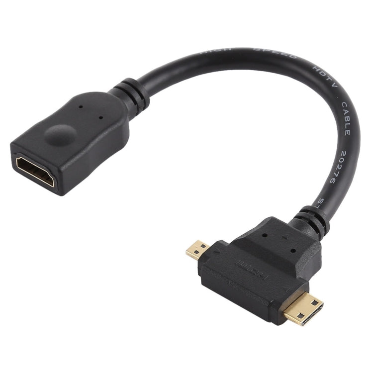 HDMI 母頭轉迷你 HDMI + 微型 HDMI T 形線纜，微型 HDMI