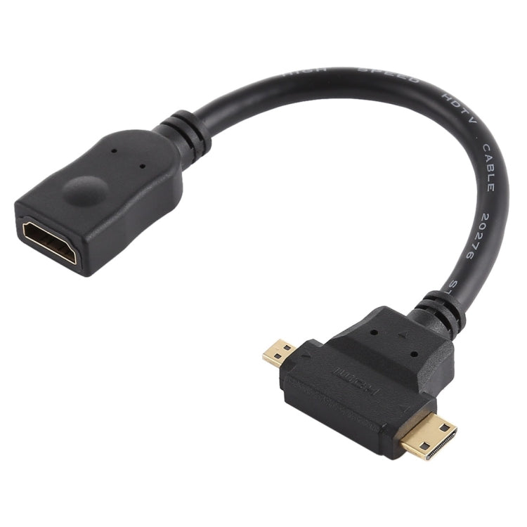 HDMI 母頭轉迷你 HDMI + 微型 HDMI T 形線纜，微型 HDMI