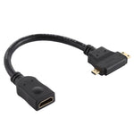 HDMI 母頭轉迷你 HDMI + 微型 HDMI T 形線纜，微型 HDMI