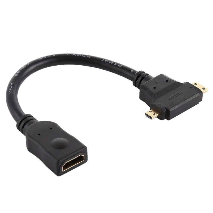 HDMI 母頭轉迷你 HDMI + 微型 HDMI T 形線纜，微型 HDMI