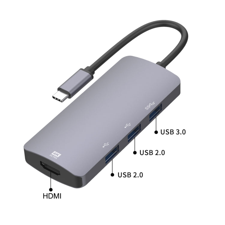 UC912 4合1 4K 30Hz USB 3.0 + 2個USB 2.0轉USB-C / Type-C多功能集線器轉接器，UC912 USB 3.0 + 2個USB 2.0