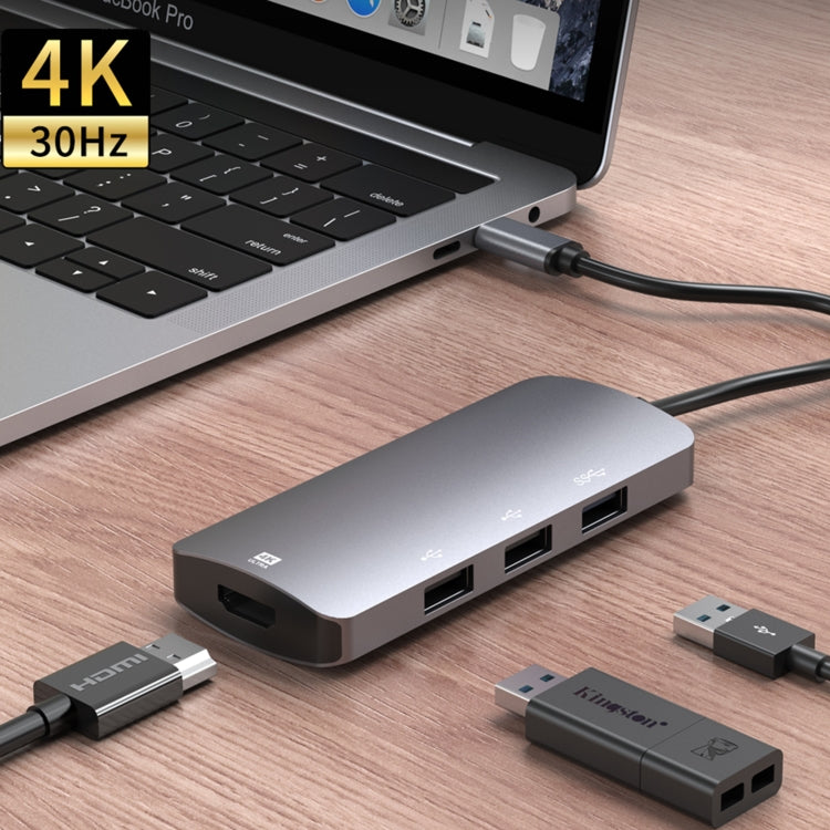 UC912 4合1 4K 30Hz USB 3.0 + 2個USB 2.0轉USB-C / Type-C多功能集線器轉接器，UC912 USB 3.0 + 2個USB 2.0