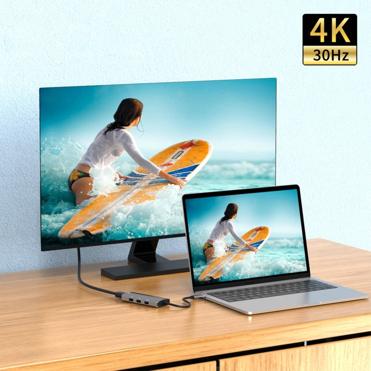 UC912 4合1 4K 30Hz USB 3.0 + 2個USB 2.0轉USB-C / Type-C多功能集線器轉接器，UC912 USB 3.0 + 2個USB 2.0