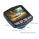 VGA 480P 車用攝錄影機 DVR 行車記錄器數位攝影機語音錄音機，配備 2.4 吋 LCD 螢幕顯示，支援 32GB Micro TF 卡及紅外線夜視功能（黑藍色），2.4 吋 LCD