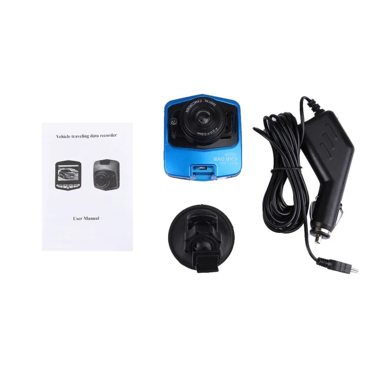 VGA 480P 車用攝錄影機 DVR 行車記錄器數位攝影機語音錄音機，配備 2.4 吋 LCD 螢幕顯示，支援 32GB Micro TF 卡及紅外線夜視功能（黑藍色），2.4 吋 LCD