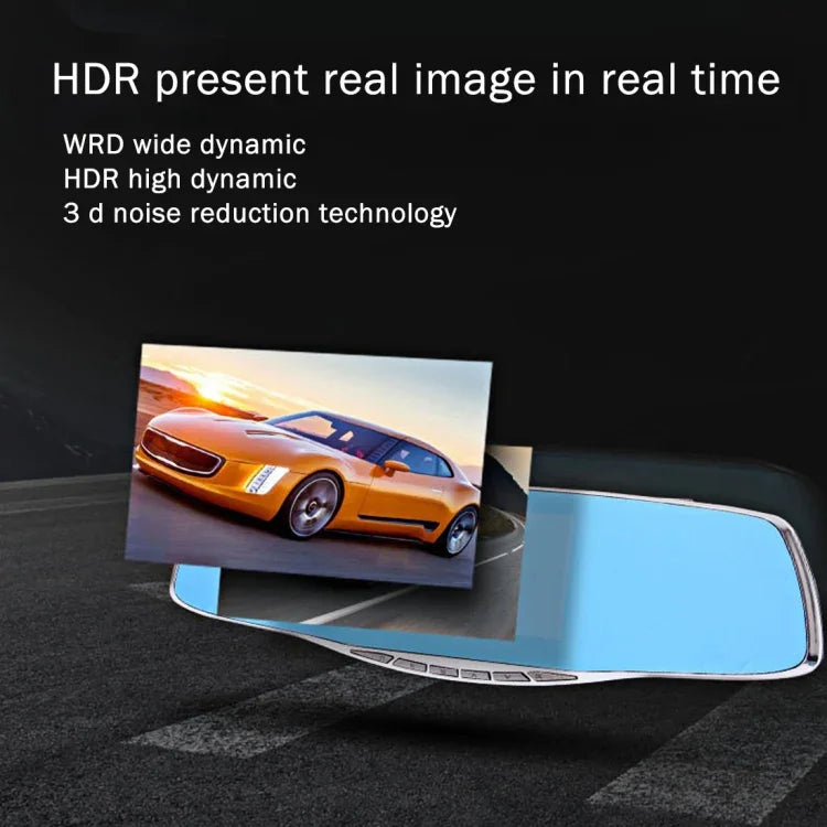 G835 高清 1080P 4.3 吋螢幕顯示後視鏡車用 DVR，Generalplus 2248，雙鏡頭 170 度廣角視野，支援 HDR 錄影／動態偵測功能，G835