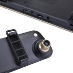 左側螢幕顯示後視鏡車用 DVR，Allwinner 程式，雙鏡頭 1080P 高清 140 度廣角視野，支援 GPS 介面／動態偵測／夜視／TF 卡／G 感測器，後視鏡車用 DVR