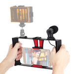 PULUZ 2合1直播手機攝影架+麥克風套件，適用iPhone、Galaxy、華為、小米、HTC、LG、Google及其他智慧型手機，Vlogging攝影架+麥克風，Vlogging攝影架+麥克風（美規）