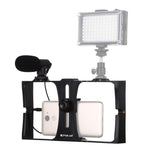 PULUZ 2合1直播手機攝影架+麥克風套件，適用iPhone、Galaxy、華為、小米、HTC、LG、Google及其他智慧型手機，Vlogging攝影架+麥克風，Vlogging攝影架+麥克風（美規）