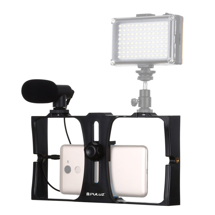 PULUZ 2合1直播手機攝影架+麥克風套件，適用iPhone、Galaxy、華為、小米、HTC、LG、Google及其他智慧型手機，Vlogging攝影架+麥克風，Vlogging攝影架+麥克風（美規）
