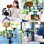 PULUZ 2合1直播手機攝影架+麥克風套件，適用iPhone、Galaxy、華為、小米、HTC、LG、Google及其他智慧型手機，Vlogging攝影架+麥克風，Vlogging攝影架+麥克風（美規）