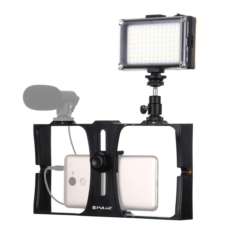 PULUZ 2合1 Vlogging直播LED自拍燈智慧型手機攝影架套件，含冷靴三腳架頭，適用iPhone、Galaxy、華為、小米、HTC、LG、Google及其他智慧型手機，Vlogging攝影架+燈光